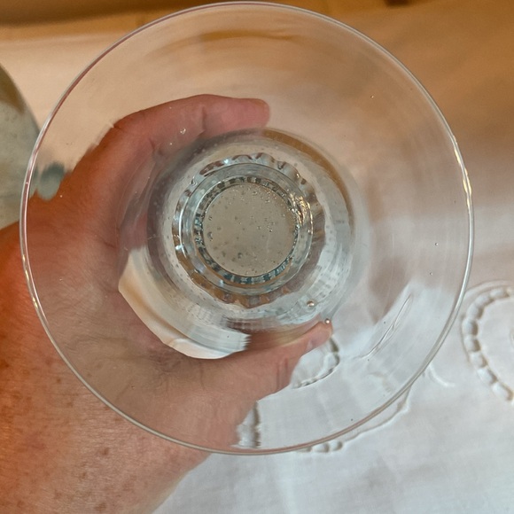 Recycled Glass Water Goblets Set of 2 Light Blue Clear Stem with Ball in Center - Picture 8 of 10